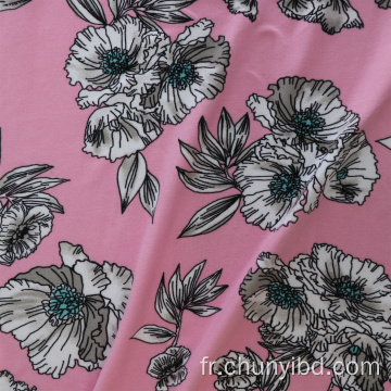 Beau motif de fleur polyester 94% spandex 6% tissu de pêche extensible tissu en jersey unique pour usure de loisirs